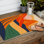 Abstract nature mountain landscape art Outdoor Rug Gallery Image 2