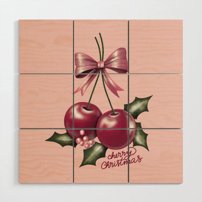 Cherry Christmas Wood Wall Art Gallery Image 1