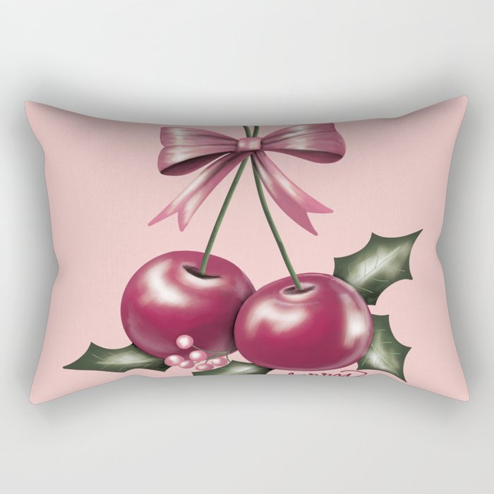 Cherry Christmas Rectangular Pillow Gallery Image 2