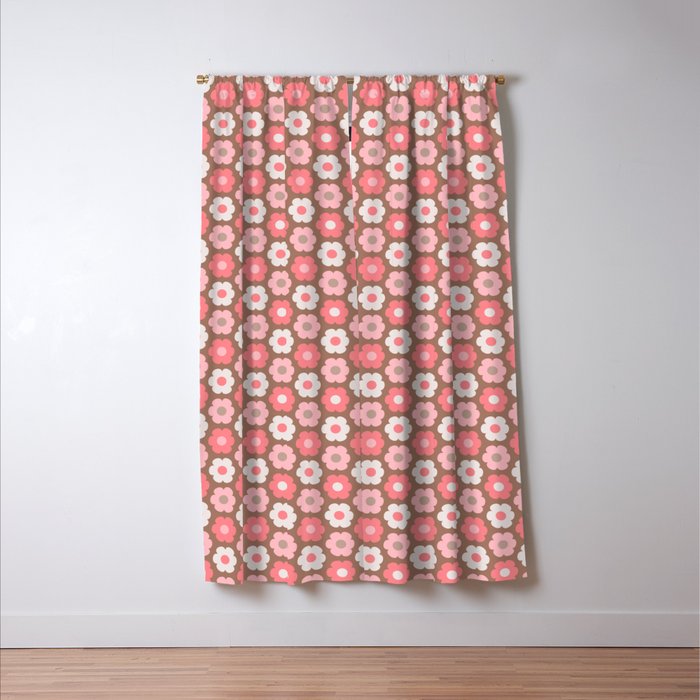 Such Cute Flowers Pink and Mocha Brown Small Pattern Window Curtain Gallery Image 3