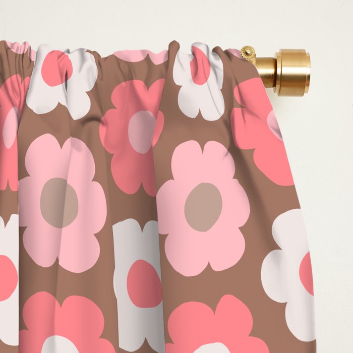 Such Cute Flowers Pink and Mocha Brown Small Pattern Window Curtain Gallery Image 2