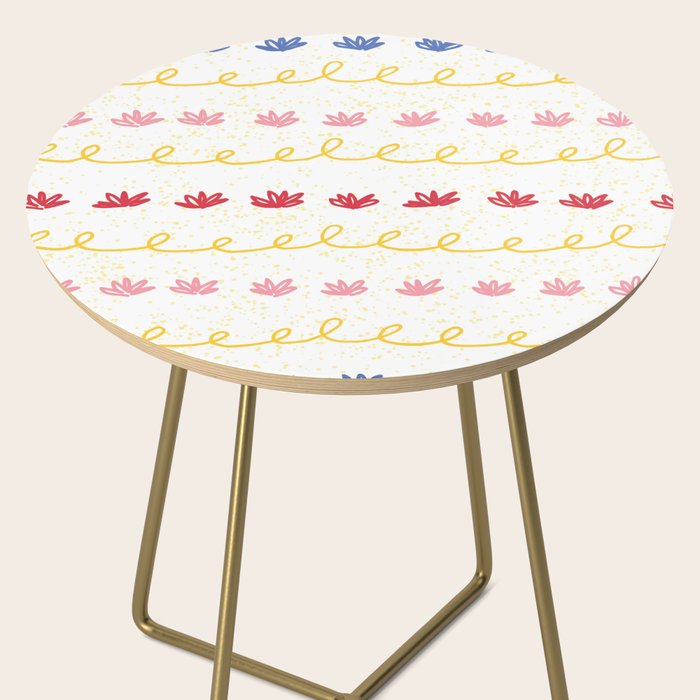 Abstract Cookie Pattern Doodle in White & Pink Side Table Gallery Image 2