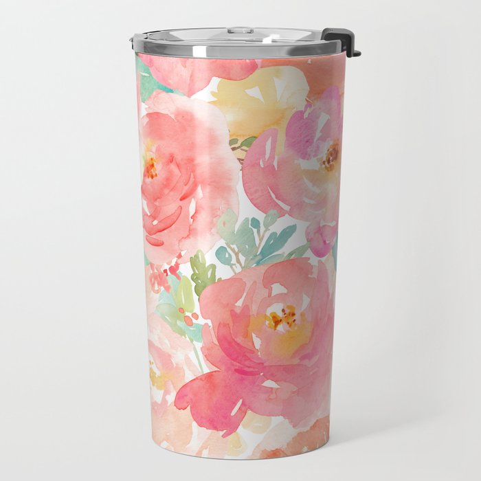 Preppy Pink Peonies Travel Mug Gallery Image 2