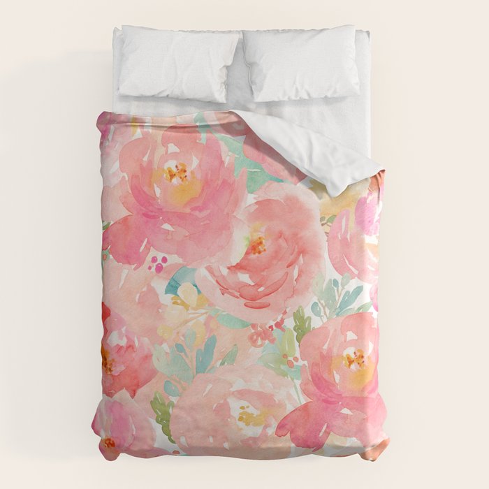 Preppy Pink Peonies Duvet Cover Gallery Image 6