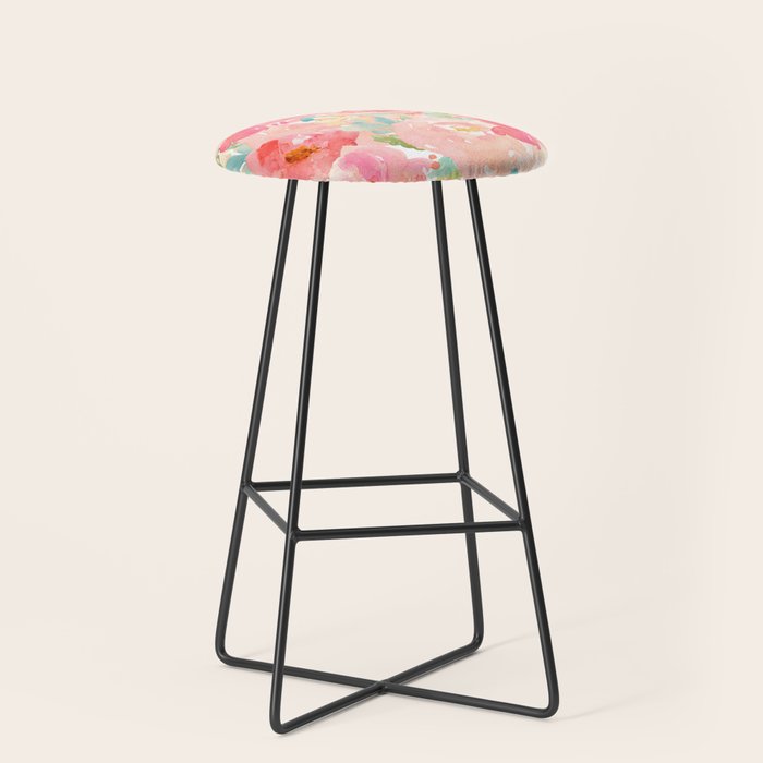 Preppy Pink Peonies Stool Gallery Image 1