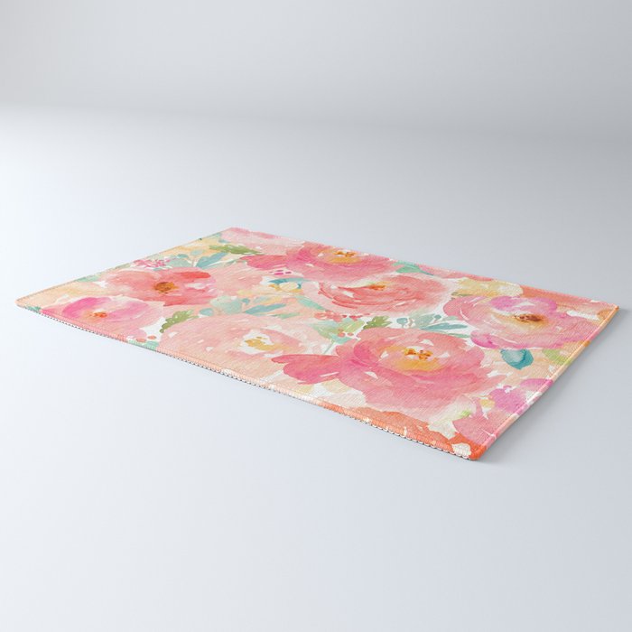 Preppy Pink Peonies Rug Gallery Image 3
