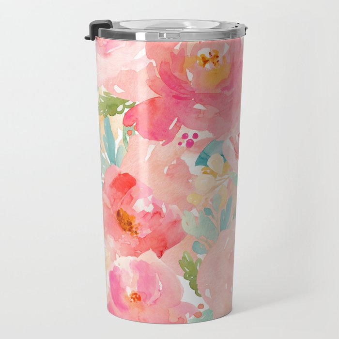 Preppy Pink Peonies Travel Mug Gallery Image 3