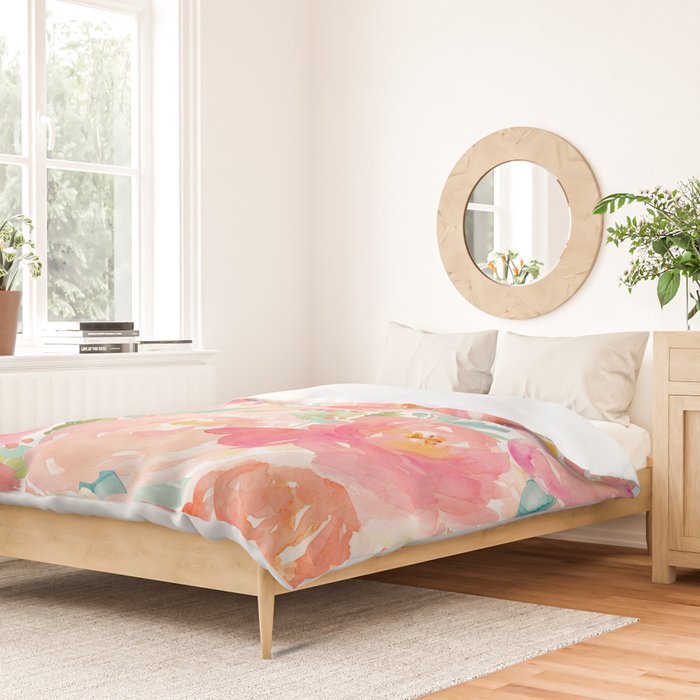 Preppy Pink Peonies Duvet Cover Gallery Image 2