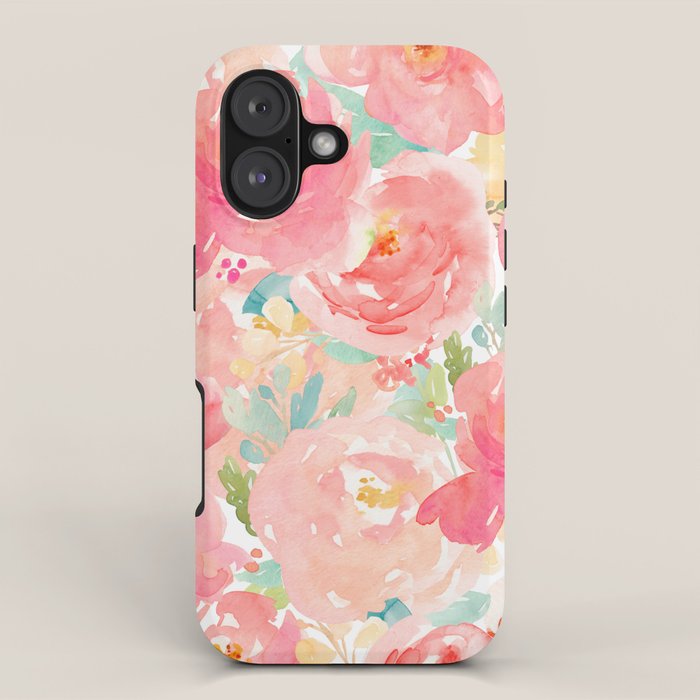 Preppy Pink Peonies iPhone Case Gallery Image 1