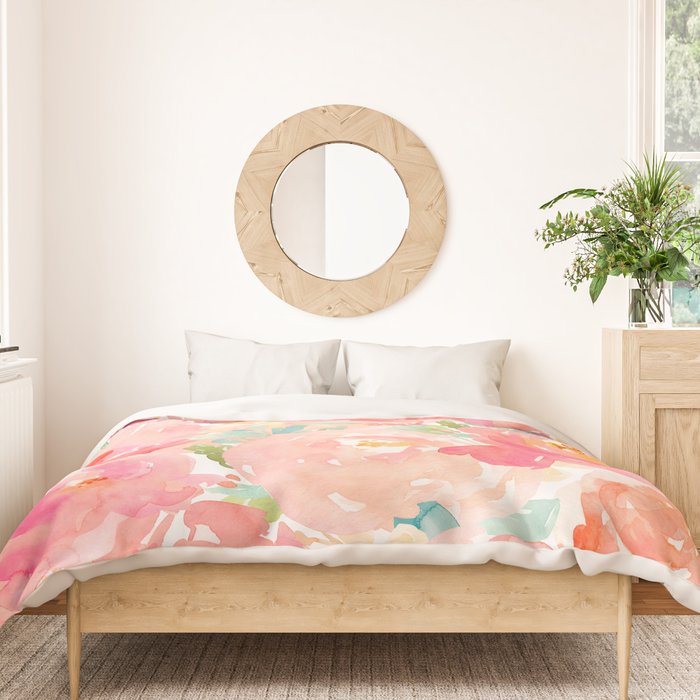 Preppy Pink Peonies Duvet Cover Gallery Image 3