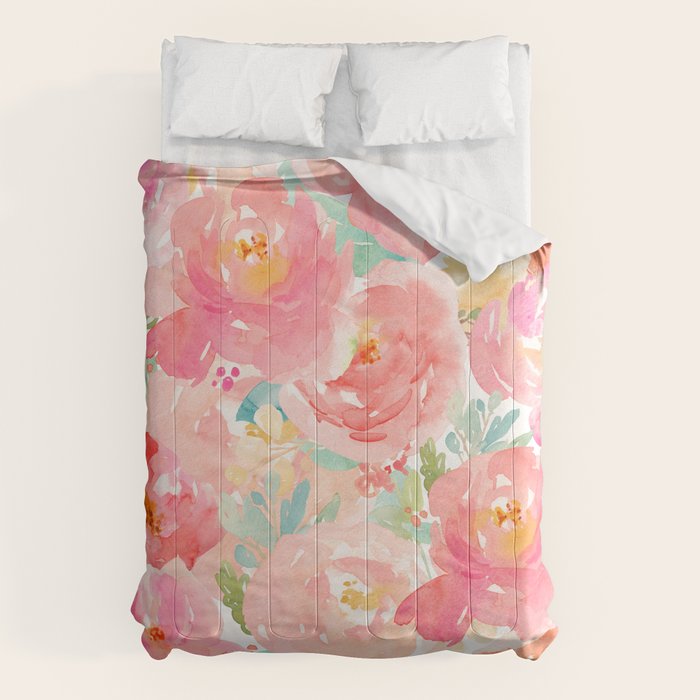 Preppy Pink Peonies Comforter Gallery Image 1