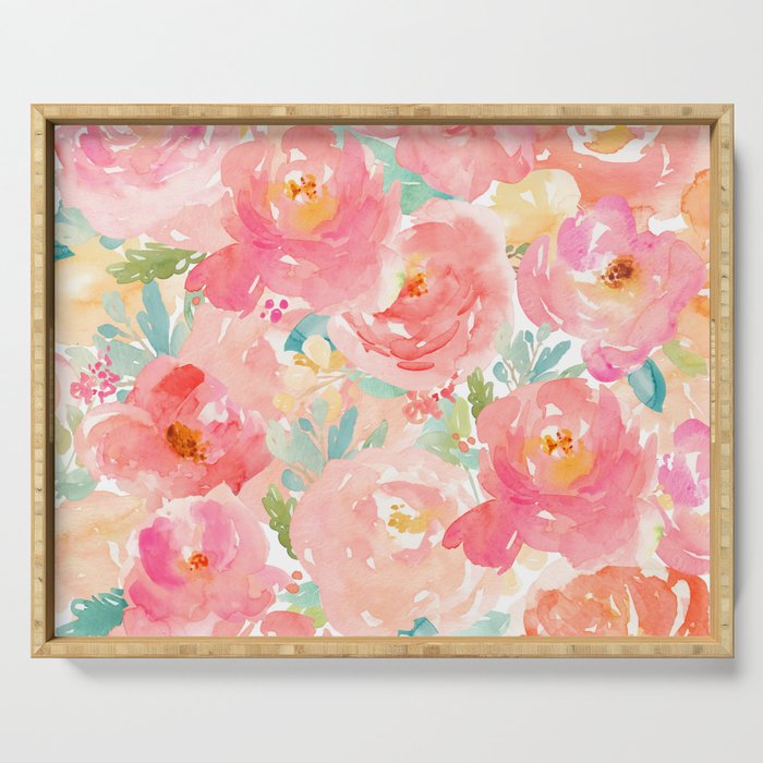 Preppy Pink Peonies Serving Tray Gallery Image 1