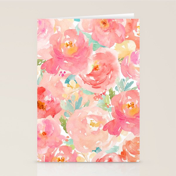 Preppy Pink Peonies Stationery Card Gallery Image 2