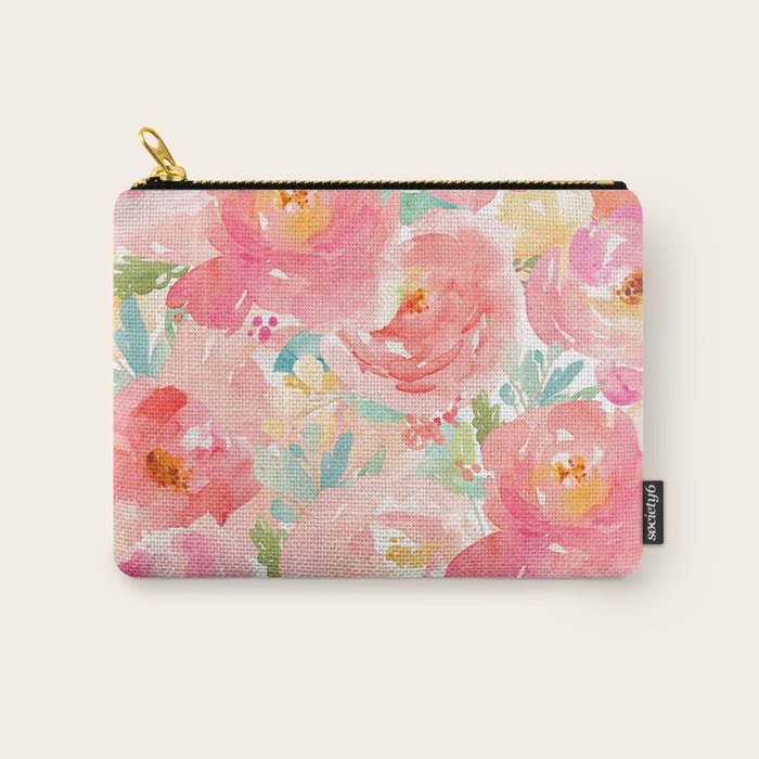 Preppy Pink Peonies Carry All Pouch Gallery Image 1