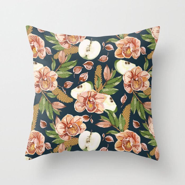 Tropical flowers autumn field D Throw Pillow Gallery Image 6