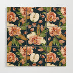 Tropical flowers autumn field D Wood Wall Art Gallery Image 1
