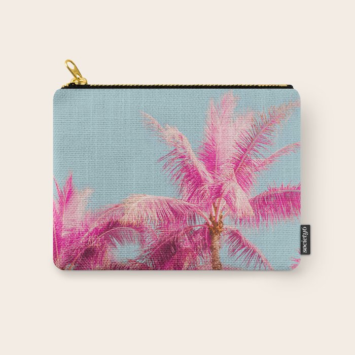 Pink Palm Trees - Surreal Nature Photography Print Carry All Pouch Gallery Image 1