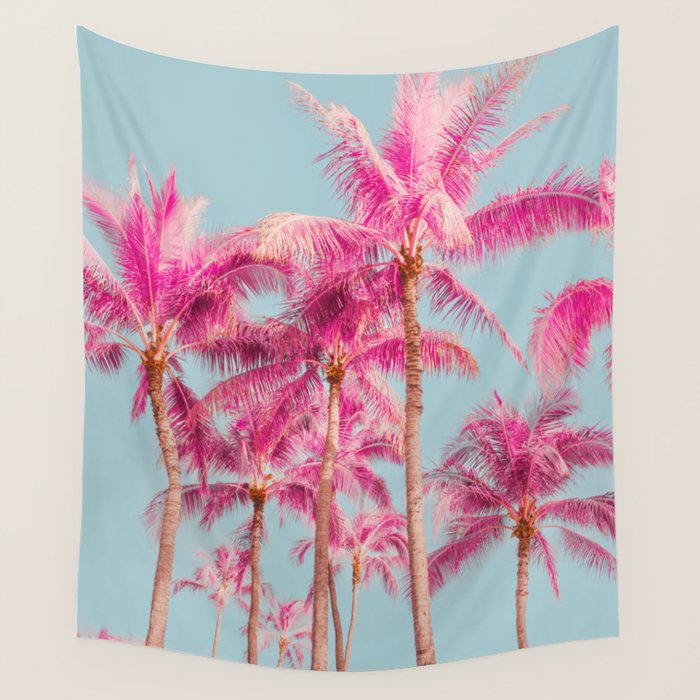 Pink Palm Trees - Surreal Nature Photography Print Wall Tapestry Gallery Image 1