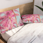 Pink Palm Trees - Surreal Nature Photography Print Pillow Sham Gallery Image 2