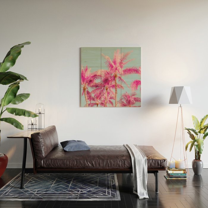 Pink Palm Trees - Surreal Nature Photography Print Wood Wall Art Gallery Image 2