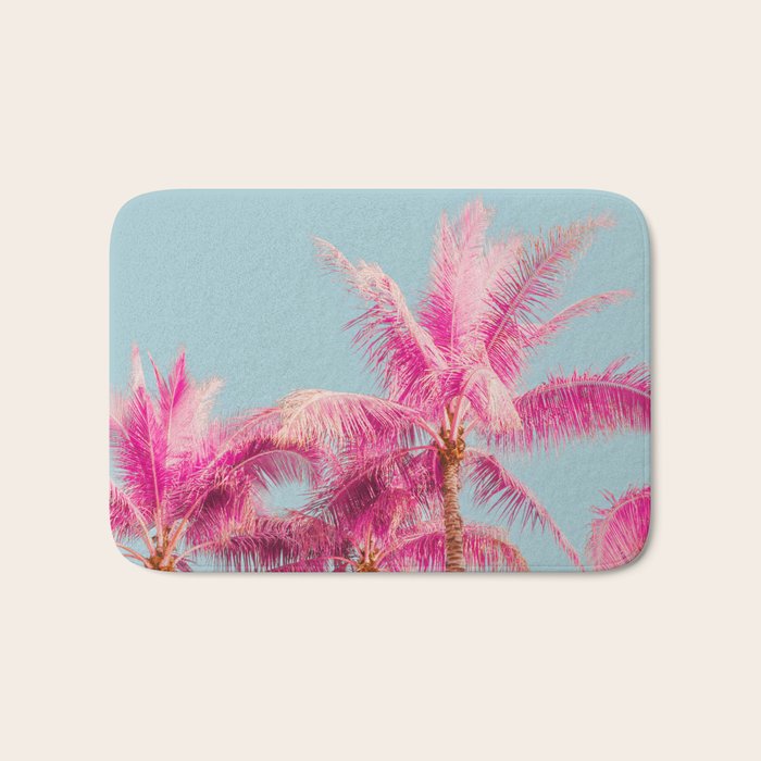 Pink Palm Trees - Surreal Nature Photography Print Bath Mat Gallery Image 1