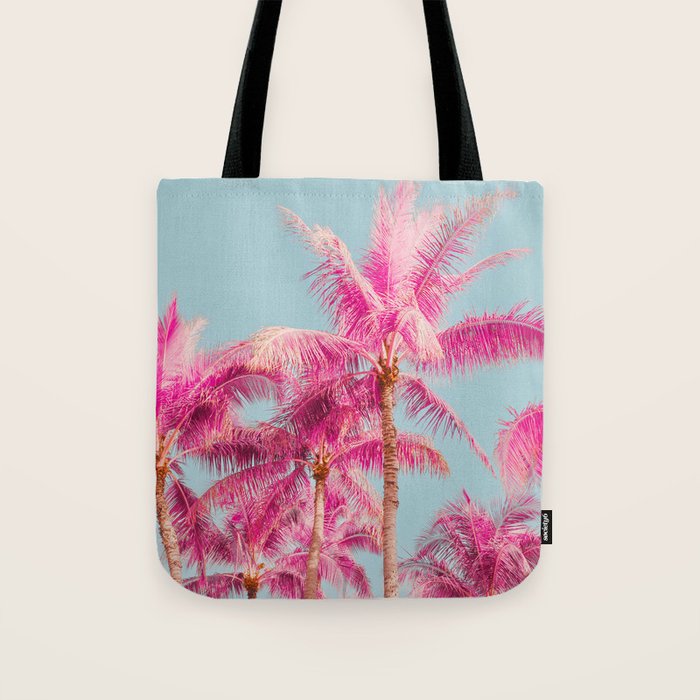 Pink Palm Trees - Surreal Nature Photography Print Tote Bag Gallery Image 1