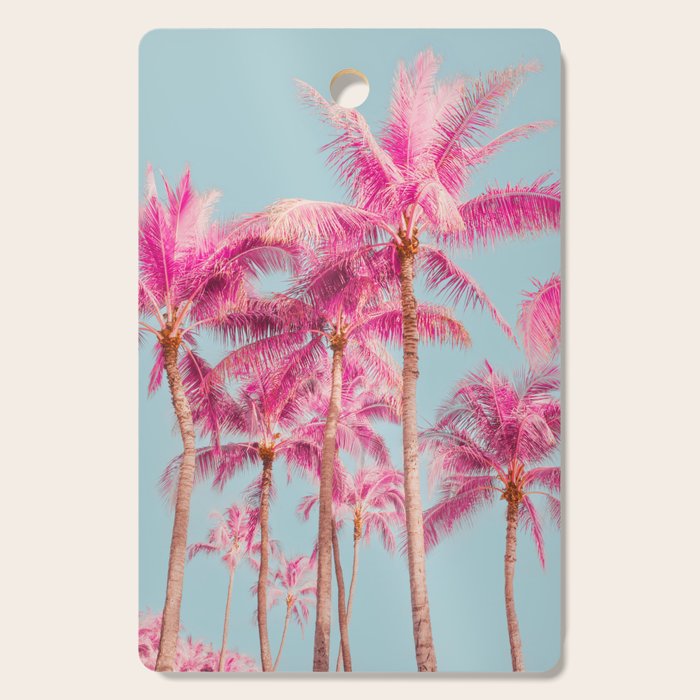 Pink Palm Trees - Surreal Nature Photography Print Cutting Board Gallery Image 1