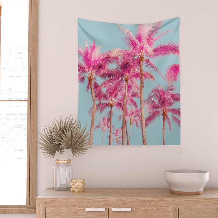 Pink Palm Trees - Surreal Nature Photography Print Wall Tapestry Gallery Image 2