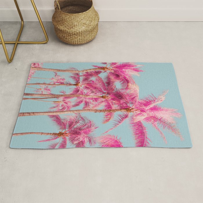 Pink Palm Trees - Surreal Nature Photography Print Rug Gallery Image 1
