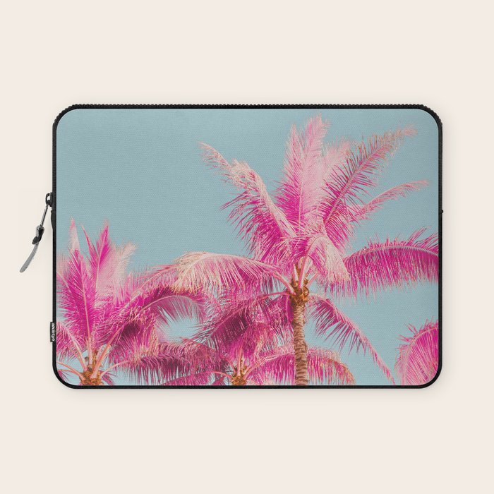 Pink Palm Trees - Surreal Nature Photography Print Laptop Sleeve Gallery Image 1