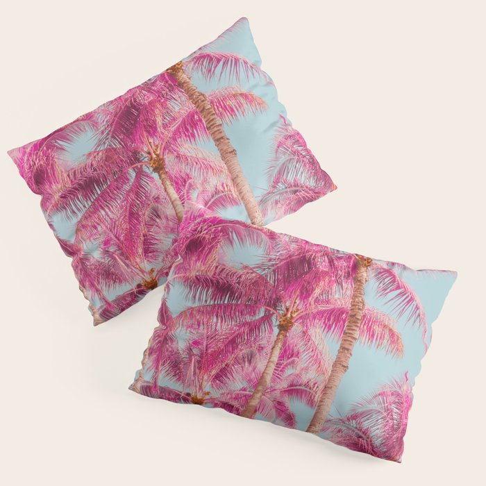 Pink Palm Trees - Surreal Nature Photography Print Pillow Sham Gallery Image 3