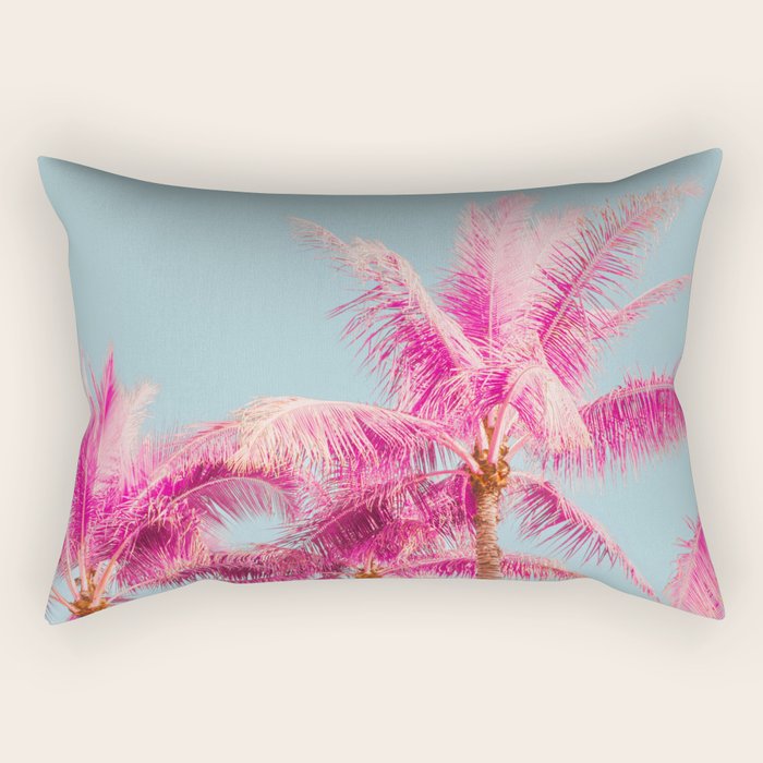 Pink Palm Trees - Surreal Nature Photography Print Rectangular Pillow Gallery Image 2