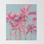 Pink Palm Trees - Surreal Nature Photography Print Throw Blanket Gallery Image 2