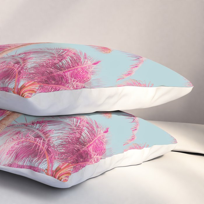 Pink Palm Trees - Surreal Nature Photography Print Pillow Sham Gallery Image 3