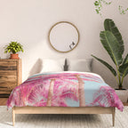 Pink Palm Trees - Surreal Nature Photography Print Comforter Gallery Image 3