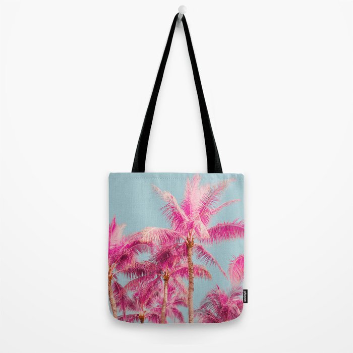 Pink Palm Trees - Surreal Nature Photography Print Tote Bag Gallery Image 2