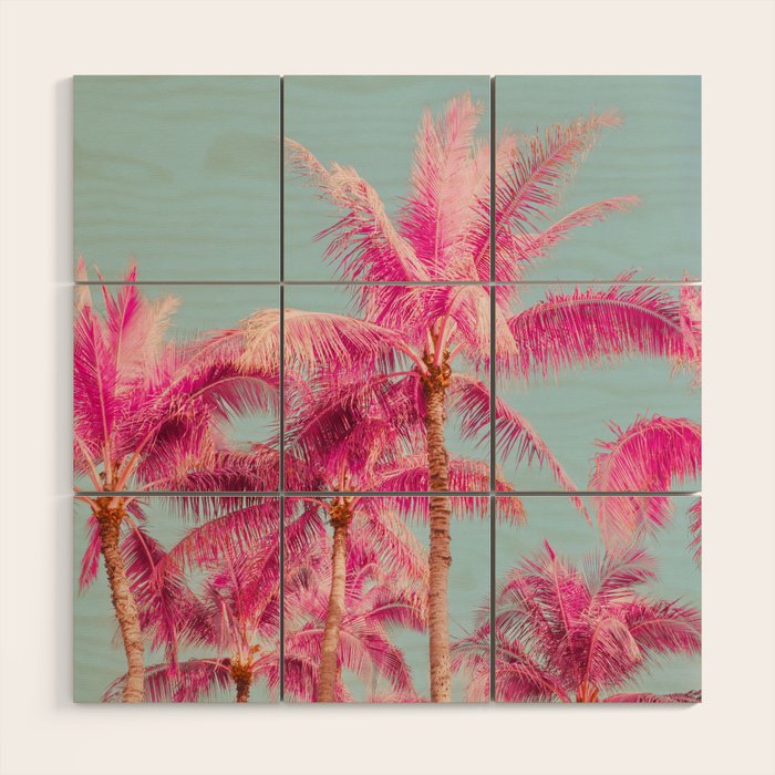 Pink Palm Trees - Surreal Nature Photography Print Wood Wall Art Gallery Image 1