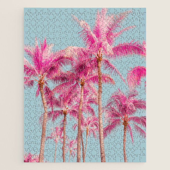 Pink Palm Trees - Surreal Nature Photography Print Jigsaw Puzzle Gallery Image 1