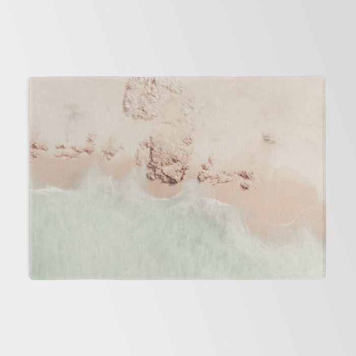 Aerial Mint Green Ocean - Pastel Beach - Minimal Beach - Sea Travel  photography Rug Gallery Image 2