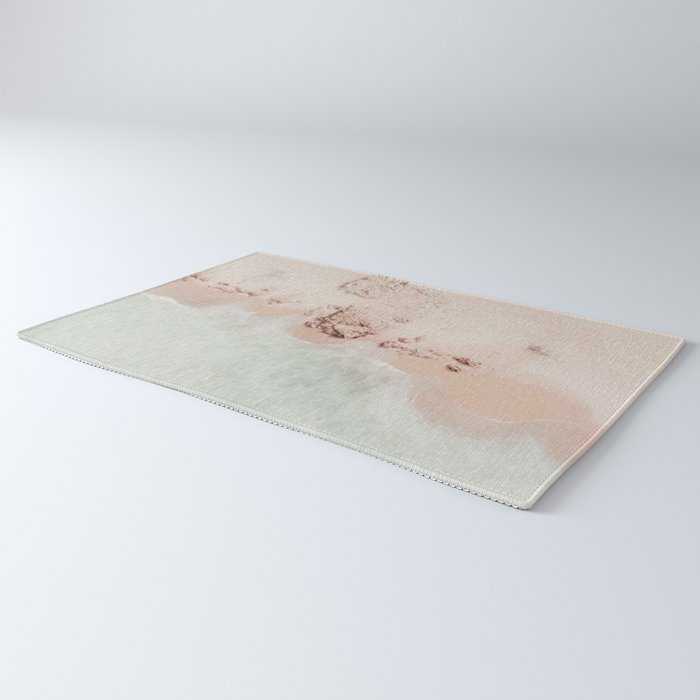 Aerial Mint Green Ocean - Pastel Beach - Minimal Beach - Sea Travel  photography Rug Gallery Image 3