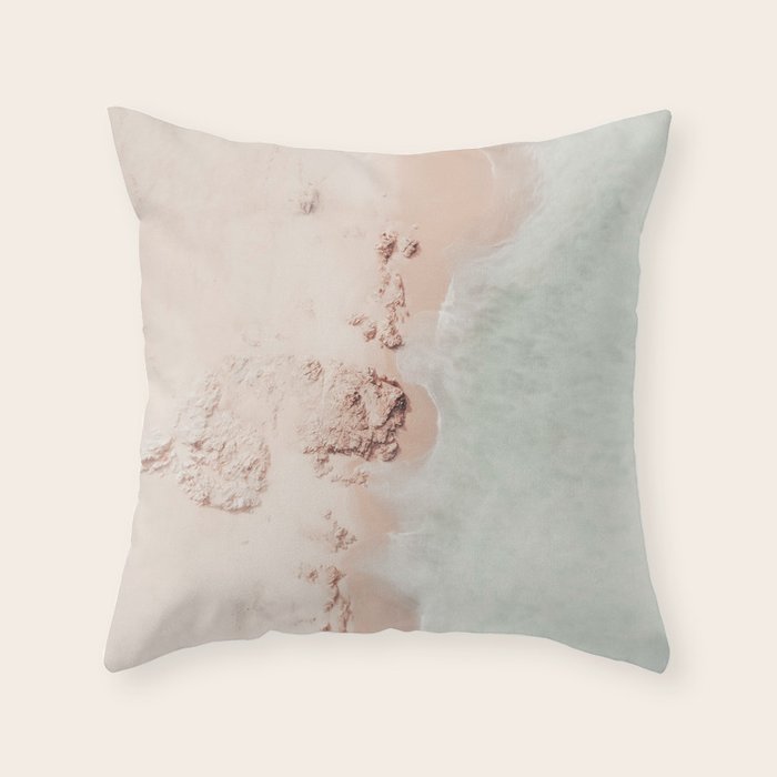 Aerial Mint Green Ocean - Pastel Beach - Minimal Beach - Sea Travel  photography Throw Pillow Gallery Image 6