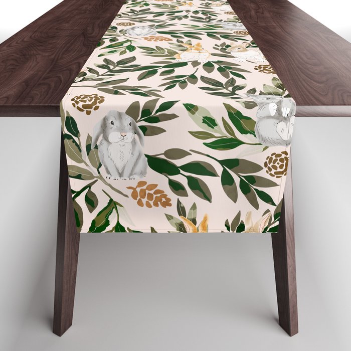Rabbits in the green forest Table Runner Gallery Image 1