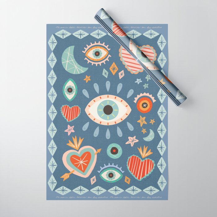 Written in the Stars | Milagros Hearts & Stars Wrapping Paper Gallery Image 1