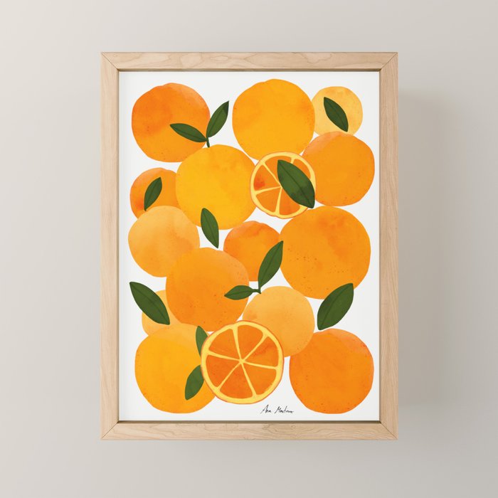 mediterranean oranges still life  Mini Art Print Gallery Image 1