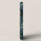 Elegant And Fancy Fantasy Flower Pattern In Turquoise And Gold iPhone Case Gallery Image 2