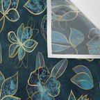 Elegant And Fancy Fantasy Flower Pattern In Turquoise And Gold Wall Tapestry Gallery Image 3