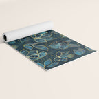 Elegant And Fancy Fantasy Flower Pattern In Turquoise And Gold Yoga Mat Gallery Image 2