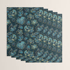 Elegant And Fancy Fantasy Flower Pattern In Turquoise And Gold Wrapping Paper Gallery Image 3