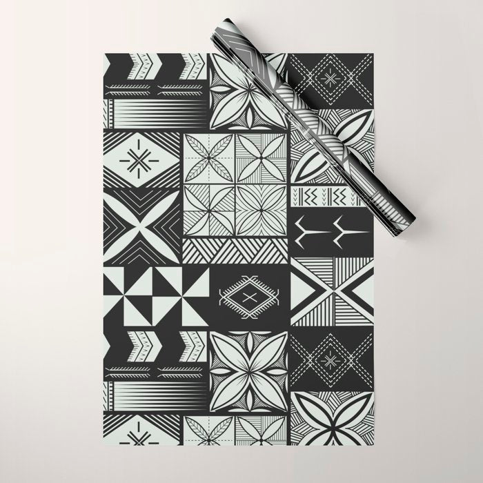 UrbanNesian Grey Maluelue Siapo and Tatau Wrapping Paper Gallery Image 1