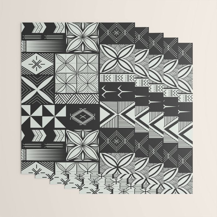 UrbanNesian Grey Maluelue Siapo and Tatau Wrapping Paper Gallery Image 3